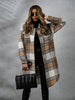 Plaid Collared Neck Long Sleeve Coat - My Store