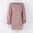 Autumn And Winter Long Sleeve Word-Neck Casual Loose Knitted Sweater D - My Store