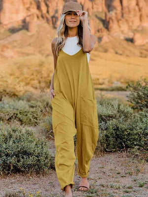 Double Take Full Size Sleeveless V-Neck Pocketed Jumpsuit - My Store