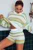 Yellow Striped Knit Top and Shorts Loungewear Set - My Store