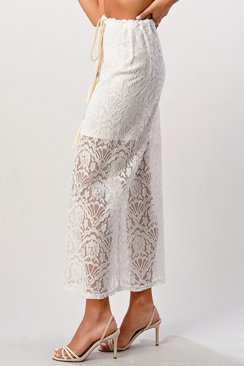 Lace Maxi Skirt With Cotton-Core Bow - My Store