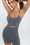 Seamless Sleeveless Crop Top and Shorts Activewear Set