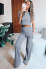 Cropped Tee and Wide Legs Pants Ribbed Knit Lounge Set - My Store