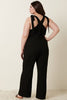 Mittoshop Rib Knit V-Neck Cross Back Jumpsuit - My Store