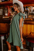 Mist Green Ruffle Sleeve V Neck Frilled Shift Dress - My Store