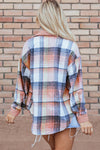 Cinnamon Plaid Corduroy Patchwork Chest Pocket Shacket - My Store