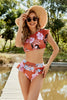 Floral Ruffle Trim Tie Back Swim Set - My Store