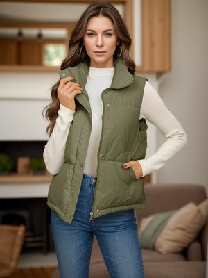 Pocketed Zip Up Vest Coat - My Store