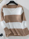 Color Block V-Neck Long Sleeve Sweater - My Store