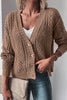 Dark Khaki Open Knit Drop Shoulder Sweater Cardigan - My Store