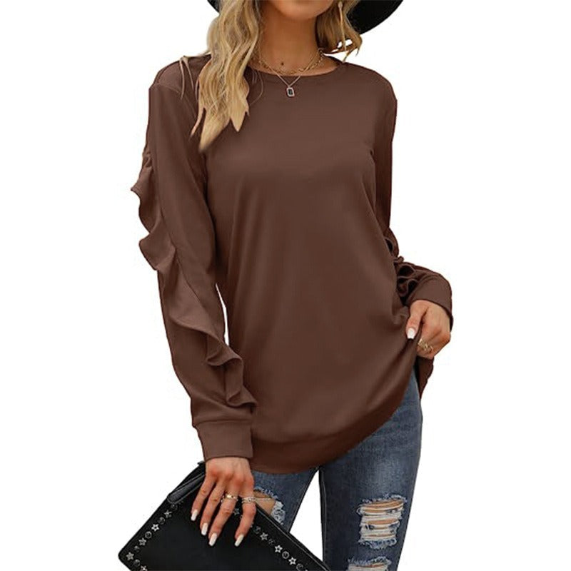 Autumn And Winter New Style Women's Casual Round Neck Sweater Pleated - My Store