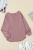 Women Pink Buttoned V Neck Cotton Loose Fit Top - My Store