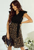 Black Flutter Sleeve Bodice Splicing Leopard Print Dress - My Store