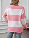 Color Block V-Neck Long Sleeve Sweater - My Store