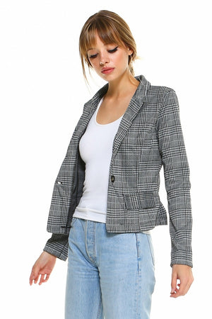 Classic Plaid Fitted Blazer - My Store