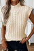 Oatmeal Cable Knit High Neck Sweater Vest - My Store