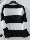 Color Block V-Neck Long Sleeve Sweater - My Store