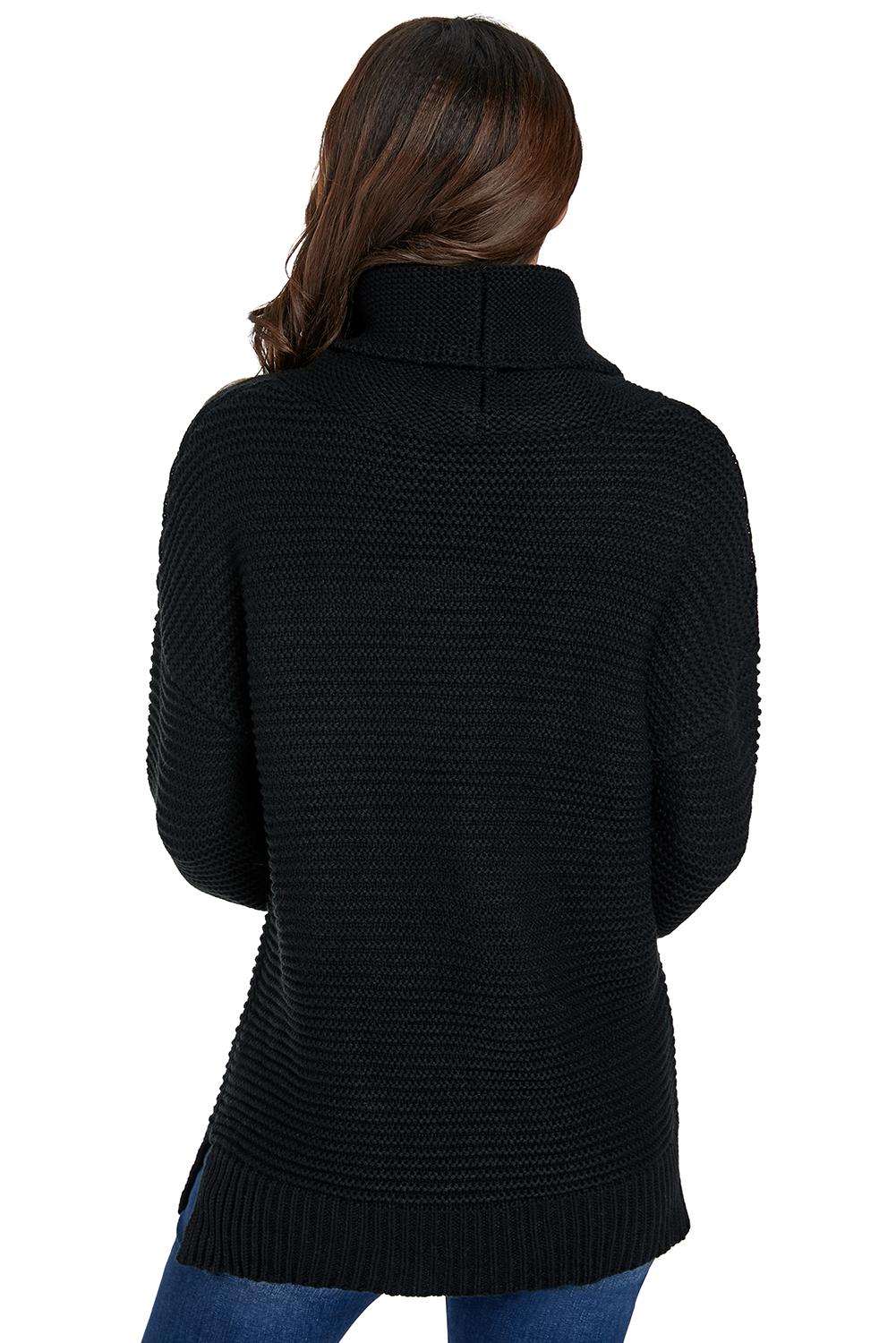 Women Black Cozy Long Sleeves Turtleneck Sweater - My Store