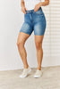 Judy Blue Full Size Tummy Control Double Button Bermuda Denim Shorts - My Store