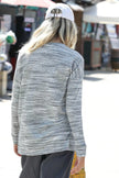 Heather Grey Striped Button Up Detail Long Sleeve Top - My Store