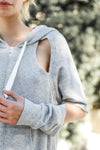 Grey Casual Cut-Out Sleeves Zip-Up Hoodie Sweatshirt /3-2-1 - My Store