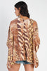 Brown Safari Print Flannel Dolman Midi Sleeve Top - My Store