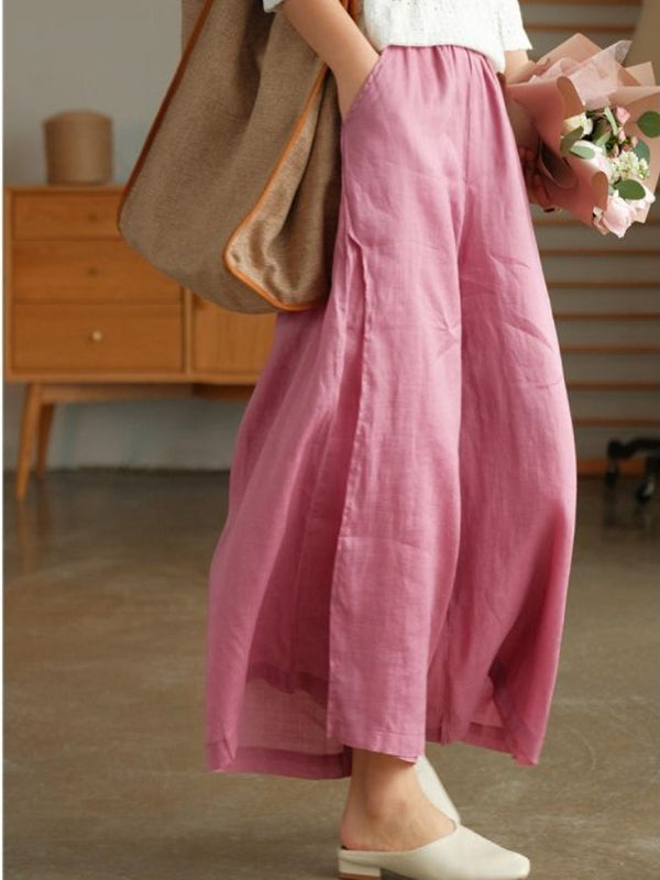Women's Hemp Wide-Leg Cropped Pants - My Store
