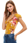 Floral Printed Peasant Style Bodysuit - My Store