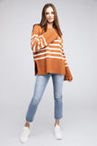 Ribbed Hem Stripe Sweater - My Store