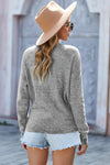 Gray Warp Deep V-neck Long Sleeve Knit Sweater - My Store