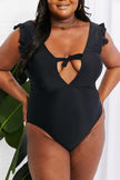 Marina West Swim Seashell Ruffle Sleeve One-Piece in Black - My Store