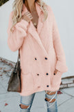 Cute Winter Pink Warm Fuzzy Double Breasted Pocketed Cardigan - My Store