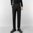 Lightly Mature Woolen Pants: Straight Slim Fit Cropped