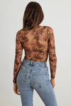 Abstract Mesh Lace-Up Long Sleeve Bodysuit - My Store