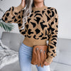 Actual Picture Autumn And Winter Casual Leopard Print Waist Knit Open - My Store