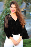 Black The Du Jour Hollow Out Crochet Blouse - My Store