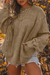 Khaki Exposed Seam Twist Open Back Oversized Sweatshirt - My Store