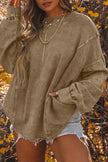 Khaki Exposed Seam Twist Open Back Oversized Sweatshirt - My Store