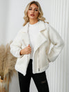 Pocketed Sherpa Zip Up Long Sleeve Jacket - My Store