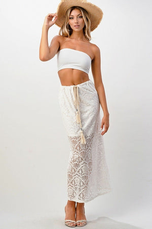 Lace Maxi Skirt With Cotton-Core Bow - My Store