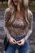 Smoke Gray Leopard Print Long Sleeve Scoop Neck Slim Fit Bodysuit - My Store