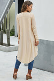 Apricot Selected Button Down Pocketed Knit High Low Long Cardigan - My Store