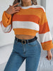 Color Block Round Neck Cropped Sweater - My Store