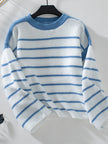 Striped Round Neck Long Sleeve Sweater - My Store