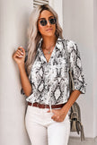 Wild Snake Print Pockets Loose Shirt - My Store