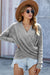 Gray Warp Deep V-neck Long Sleeve Knit Sweater - My Store