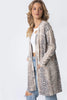 Animal Print Flannel Front Pocket Long Cardigan