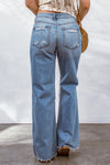 Sky Blue Destroyed Open Knee Wide Leg Jeans - My Store