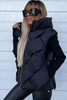 Black Quilted Zipper Front Hooded Vest Coat - My Store