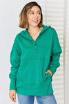 Zenana Half Snap Long Sleeve Hoodie - My Store